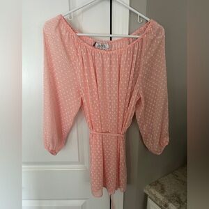 Jennifer Lopez Sheer Pink polka Dot Top Medium